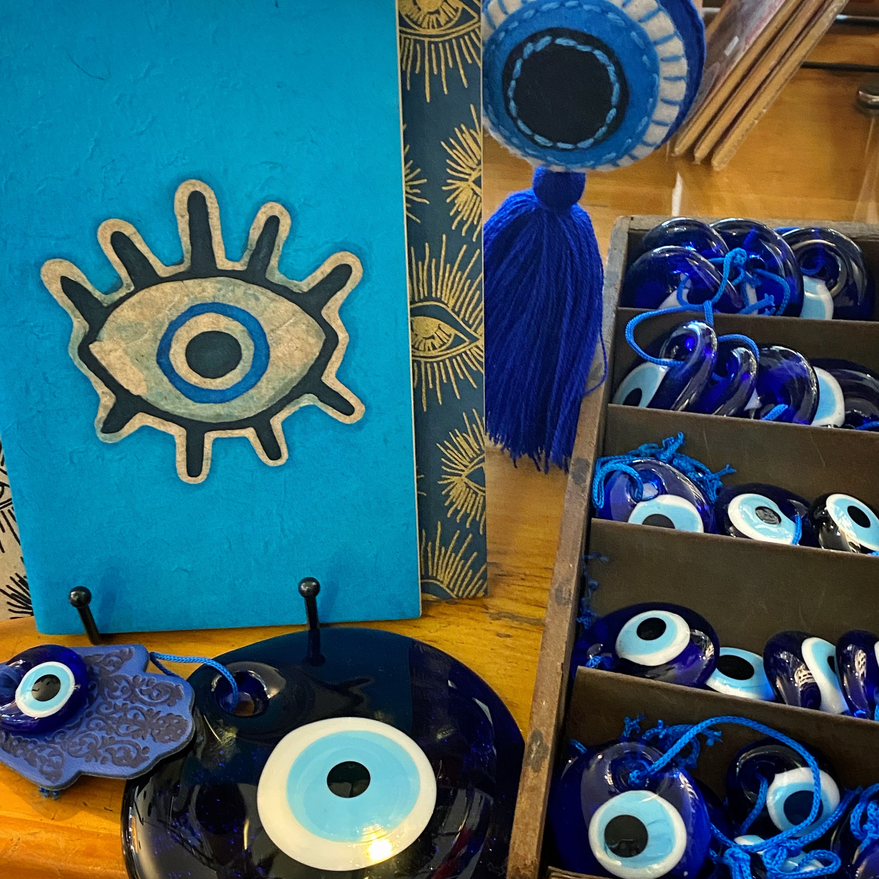 Evil eyes on the talisman table at Native